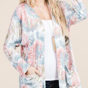 Viamor Tie Dye Pocketed Cardigan